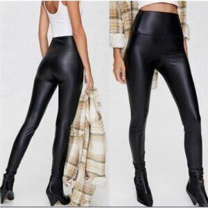 Wilfred Black Stretch High Waisted Faux Leather Leather Leggings Pants | Medium